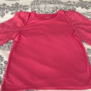 Loft Eyelet capped long sleeve pink size XL - smoke free home cotton casual